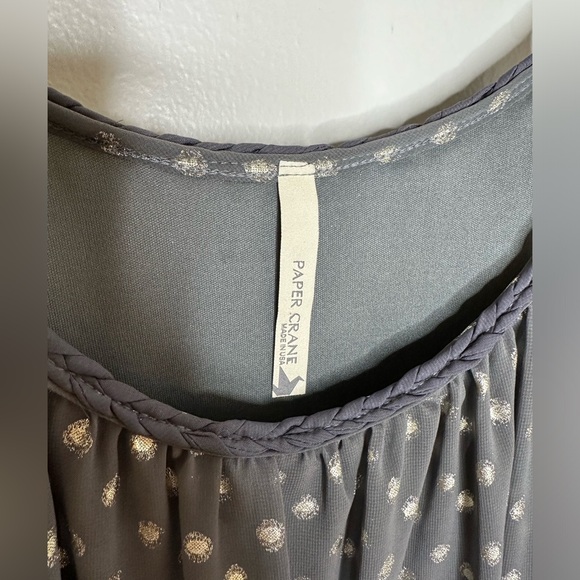 Paper Crane layered gold shimmer polka dot tank top - Picture 4 of 7